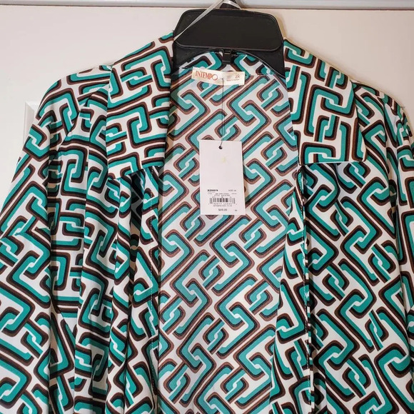 NWT INTEMPO Women's Tie Front Top Green Chain Print Plus Size 2X - Picture 12 of 13